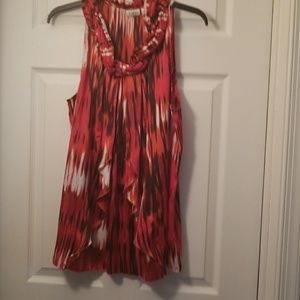 Red, black and white top